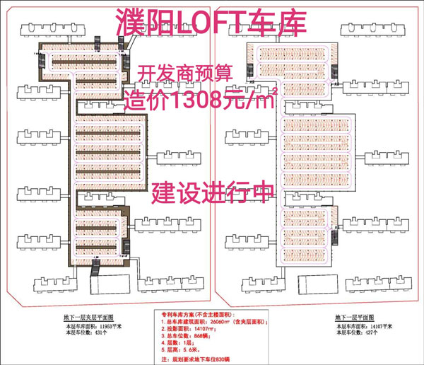 河南濮陽LOFT專利車庫，綜合造價1308元/㎡
